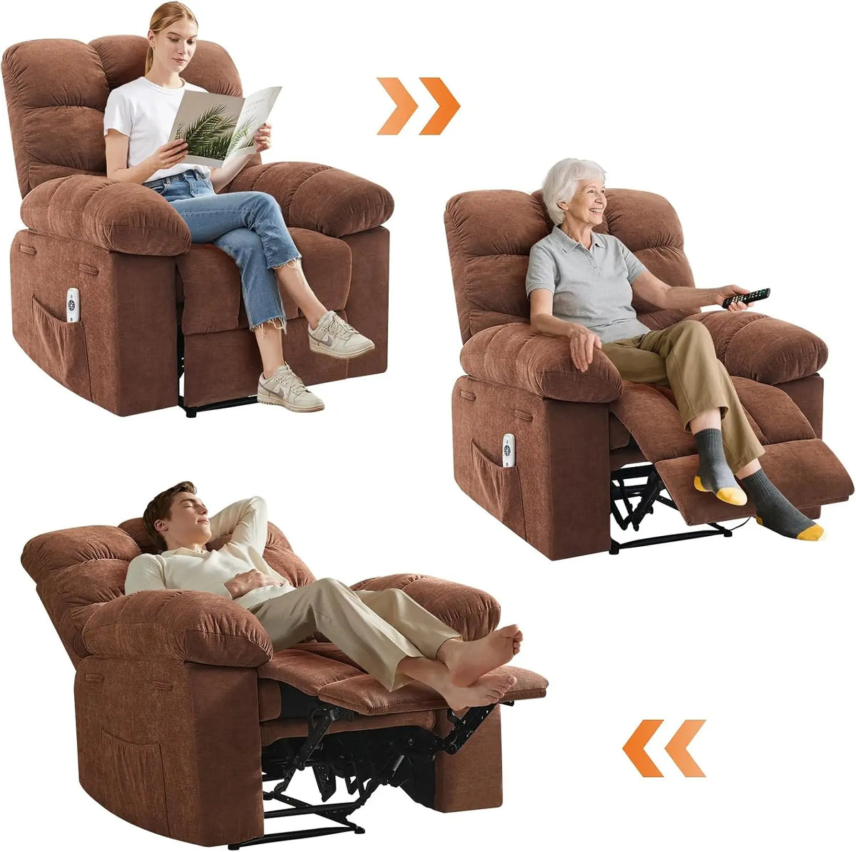 Dual Motor Power Lift Recliner Chair with Massage & Heat, Extra-Wide Overstuffed Recliner with Adjustable Headrest & Remote Control