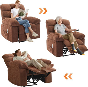 Dual Motor Power Lift Recliner Chair with Massage & Heat, Extra-Wide Overstuffed Recliner with Adjustable Headrest & Remote Control