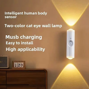 RGB Motion Sensor LED Wall Light, USB-C Rechargeable Magnetic Up & Down Color-Changing Dimmable Night Light for Bedroom & Hallway