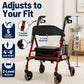 Heavy-Duty Rollator Walker with Seat – 350 lbs Capacity, Lightweight Foldable Frame, Adjustable Height & Storage
