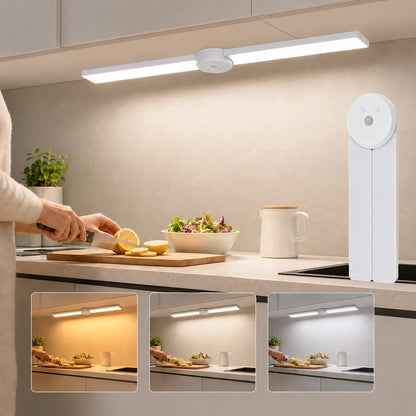 Foldable LED Under Cabinet Light, Magnetic Motion Sensor, 200 lm, 3 Color Temperatures, USB Rechargeable