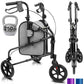3-Wheel Foldable Rollator Walker – Lightweight Mobility Walker with Adjustable Handles & Removable Storage Bag