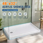 48x32 Inch Acrylic Shower Base Pan, White Non-Slip Low Profile Shower Tray with Left or Right Drain, Waterproof Flange & ABS Drain Assembly