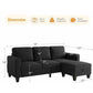 78-Inch L-Shaped Sectional Sofa – 3-Seat Black Velvet Couch with Convertible Ottoman for Living Room & Small Spaces