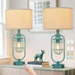 Farmhouse Table Lamps Set of 2 with USB Ports, Industrial Bedside Lamps for Bedroom Nightstands and Living Room End Tables