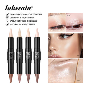 Dual-Ended Contour and Highlighter Stick, Precision Tip, Long-Lasting Waterproof Face Makeup