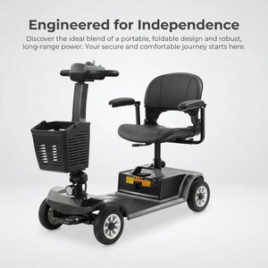 Foldable 4-Wheel Electric Mobility Scooter for Seniors – 250W Motor, Detachable Battery, Anti-Tip Design, Travel Scooter