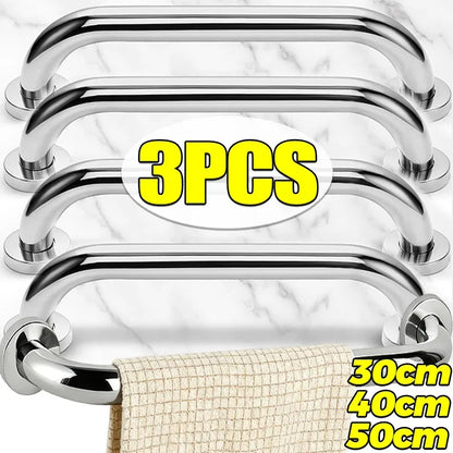 Stainless Steel Bathroom Grab Bar – 30/40/50cm Shower Safety Handrail & Towel Rack