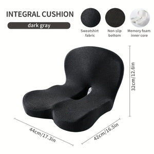 Contoured Ergonomic Lumbar Support Seat Cushion – Soft Pressure Relief Chair Pad with Washable Cover for Office, Home & Long Sitting