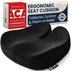 Ergonomic Memory Foam Seat Cushion – Coccyx & Tailbone Pressure Relief Chair Pad for Office, Car, Home & Long Sitting