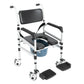 Height Adjustable Folding Shower Chair with Wheels – Aluminum Bath Seat for Seniors, 352 lb Capacity