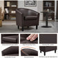 Set of 2 PU Leather Barrel Accent Chairs – Modern Padded Club Armchairs for Living Room, Bedroom & Reading Area