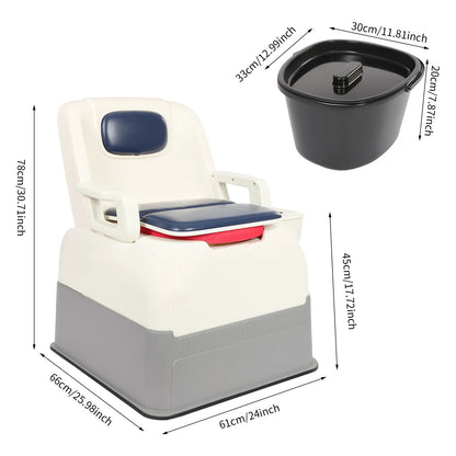 Portable Bedside Commode Chair with Armrests – Dual-Lid Toilet Chair for Seniors & Adults, 220 lb Capacity