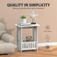 Small White Bedside Table with Storage Shelf, Slim Square Side End Table for Bedroom, Living Room & Small Spaces