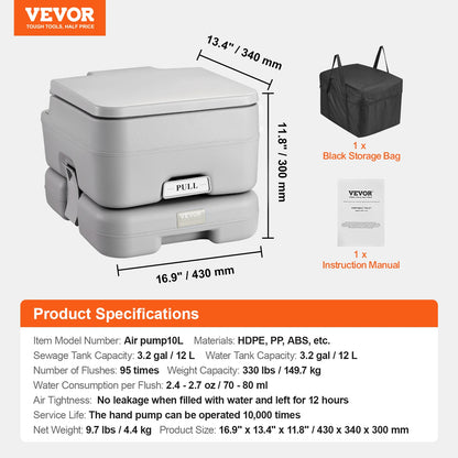 Portable Camping Toilet with Pressurized Flush – Leak-Proof & Odor-Reducing Porta Potty for RV, Travel & Outdoor Use