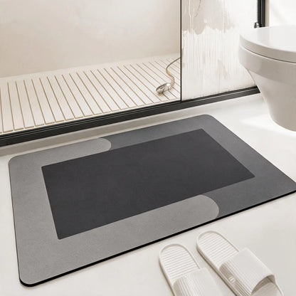 Square Diatomaceous Earth Bathroom Mat, Super Absorbent Thick Bath Rug with Non-Slip Rubber Backing for Bathroom & Entryway