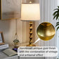 24-Inch Gold Table Lamps Set of 2, Bamboo-Style Metal Bases with Linen Shades and USB-A Ports, Bedside Nightstand Lighting