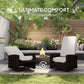 360° Swivel Rattan Outdoor Recliner Chair – Adjustable Cushioned Patio Lounge Chair with Footrest, Khaki