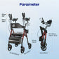 All-Terrain Upright Rollator Walker for Seniors with Padded Seat, Armrests & Storage Bag
