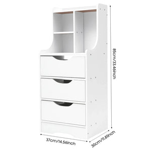 3-Drawer Tall Nightstand, 33.46-Inch Vertical Bedside Storage Cabinet, 27.56 lb Capacity for Bedroom & Study