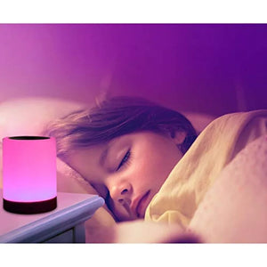 Rechargeable Touch Bedside Table Lamp, Dimmable Warm White 2800K–3100K and RGB Color-Changing Portable Night Light