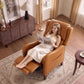 Faux Leather Pushback Recliner Chair – Upholstered Reclining Accent Armchair with Padded Seat for Living Room