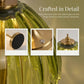 Vintage Glass Table Lamp with Green Pleated Shade, Gold-Tone Finish, Rechargeable LED, 3 Light Modes and Touch Control