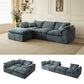 109-Inch Modern L-Shaped Cloud Sectional Sofa with Ottoman – Oversized 3-Seater Deep Seat Chenille Modular Couch, Blue