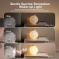 Moon Lamp Sunrise Alarm Clock with White Noise, Dual Alarms, 10 RGB Light Modes, Sleep Timer, Wood Grain Finish