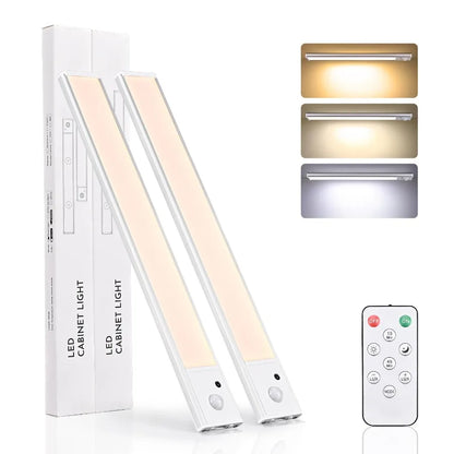 2-Pack 12-Inch LED Under Cabinet Lights with Motion Sensor, USB-C Rechargeable, Magnetic Wireless Mount & 3 Color Temperatures