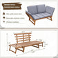 Acacia Wood Outdoor Convertible Sofa – Patio Couch with Adjustable Armrests, Removable Cushions & Pillows