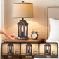 24-Inch Rustic Farmhouse Table Lamp with Touch Dimming, Nightlight and USB-A/USB-C Ports