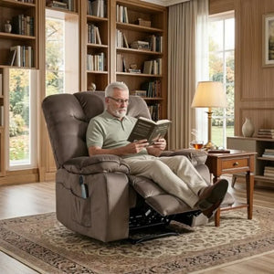 Oversized Power Recliner Chair with Massage & Heat, 41-Inch Wide Electric Reclining Chair with USB Port & Breathable Fabric