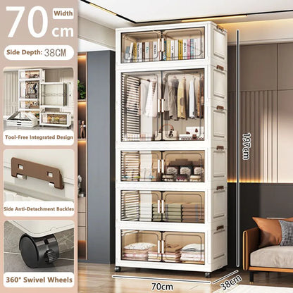Large Foldable Storage Cabinet, Multi-Size Multifunctional Organizer with Folding Design for Bedroom, Home & Office