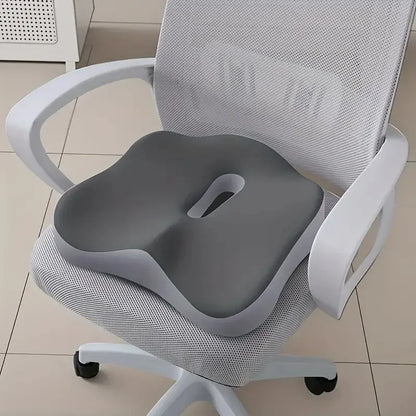 Ergonomic Memory Foam Seat Cushion – Contoured Pressure Relief Chair Pad with Center Groove for Office, Car & Home