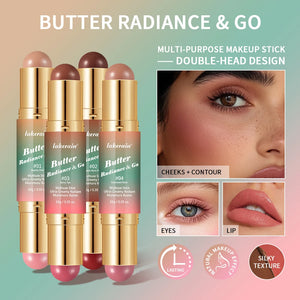 2-in-1 Dual-Ended Cream Blush & Bronzer Stick for Lips, Cheeks & Eyes, Smooth & Blendable