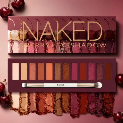 12-Color Pearlescent Shimmer Eyeshadow Palette with Mirror, Waterproof Long-Lasting Eye Makeup