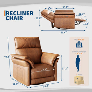 Power Recliner Swivel Glider Chair with 270° Rotation, Rocking Motion & Adjustable Footrest for Living Room