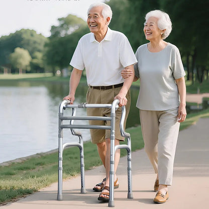 Lightweight Foldable Walker with Seat for Elderly Mobility Assistance