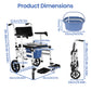 3-in-1 Folding Rolling Shower Commode Chair – Lightweight Wheelchair with Locking Wheels, Padded Arms & Removable Bucket