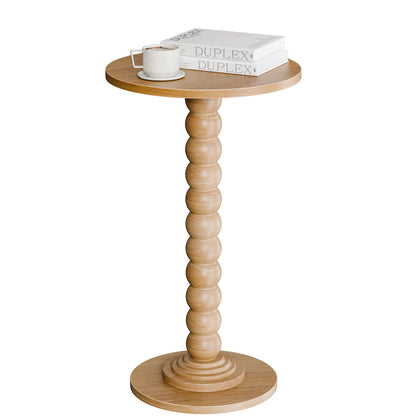 12" Round Side Table with Solid Wood Legs & Storage Shelf for Living Room and Small Spaces