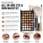 12-Piece Eye & Brow Makeup Set, 40-Color Matte Shimmer & Glitter Eyeshadow Palette, Eyebrow Pencil, Liquid Eyeliner, Mascara & Brushes