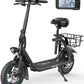 450W Electric Scooter with Seat for Adults, 15-Mile Range, 16 MPH, 12" Tires, Rear Basket, Adjustable Seat, UL2272 Certified