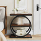 Narrow End Table with 3 Storage Shelves, Industrial Wood Side Table for Sofa, Living Room & Small Spaces
