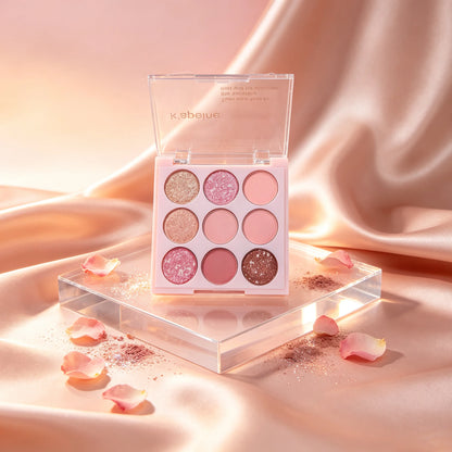 9-Pan Face and Eye Palette, Eyeshadow, Highlighter, Blush and Contour, Oat and Rose Shades