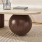 55" Modern Oval Coffee Table with Faux Marble Beige Top & 3 Walnut Wood Accent Legs