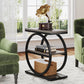 Narrow End Table with 3 Storage Shelves, Industrial Wood Side Table for Sofa, Living Room & Small Spaces