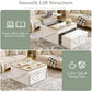 Lift-Top Coffee Table with Bench Storage, Gas-Lift Mechanism, White Engineered Wood Center Table