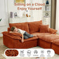 81-Inch Boneless Loveseat Sofa Bed – Oversized Faux Fur Lounge Couch with Removable Ottoman & Pillows