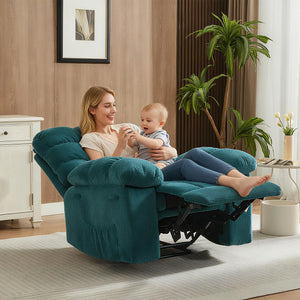 Oversized Manual Recliner Chair, 300 lb Capacity Fabric Single Sofa with Liftable Footrest, Side Pocket & 155° Reclining Backrest